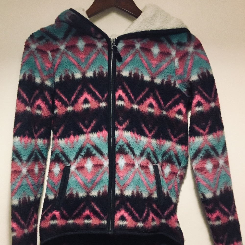 Fuzzy Aztec Design Hoodie